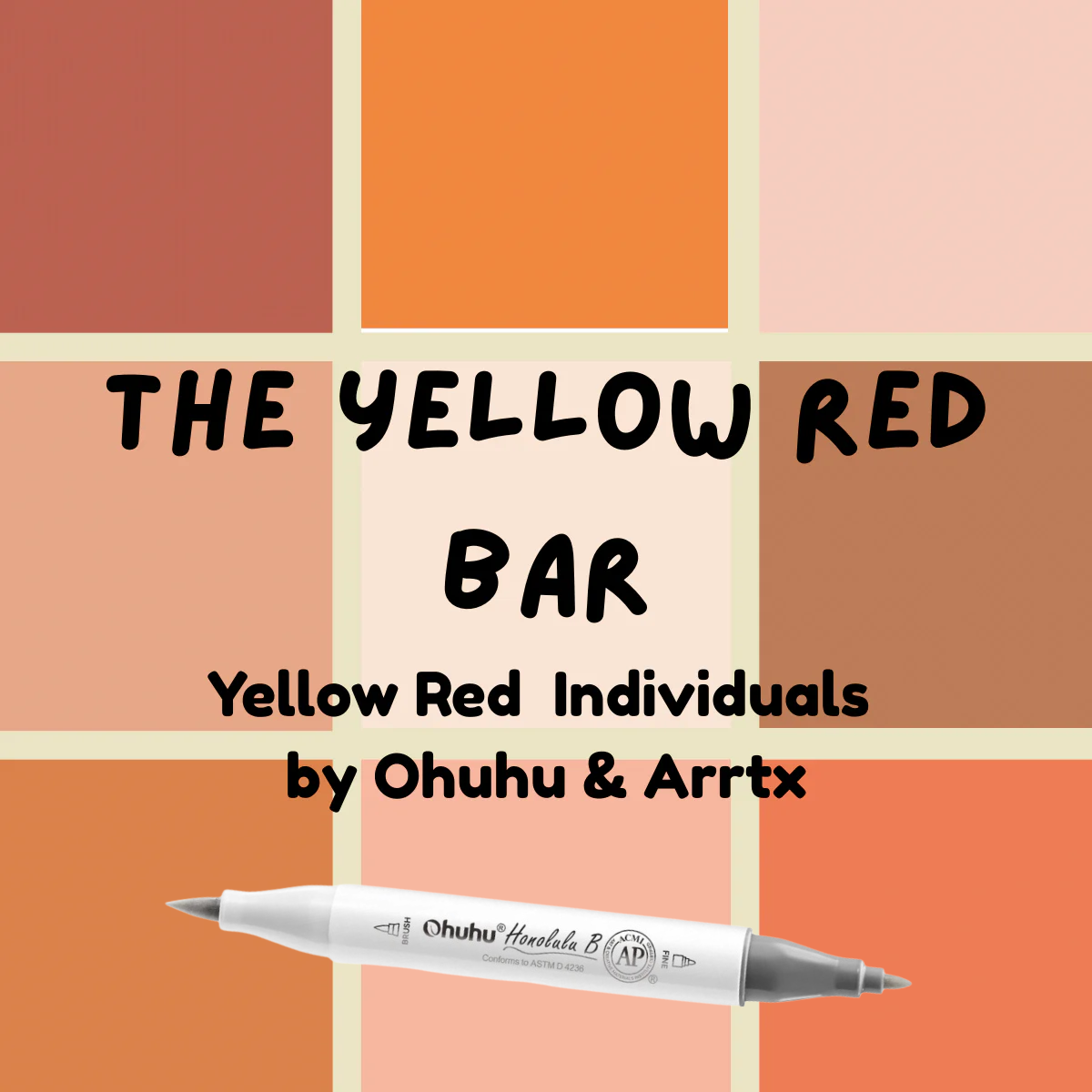 Yellow Red Ohuhu Honolulu B Brush/Fine / Chisel Tip  Single Color | Sold by The Marker Monster