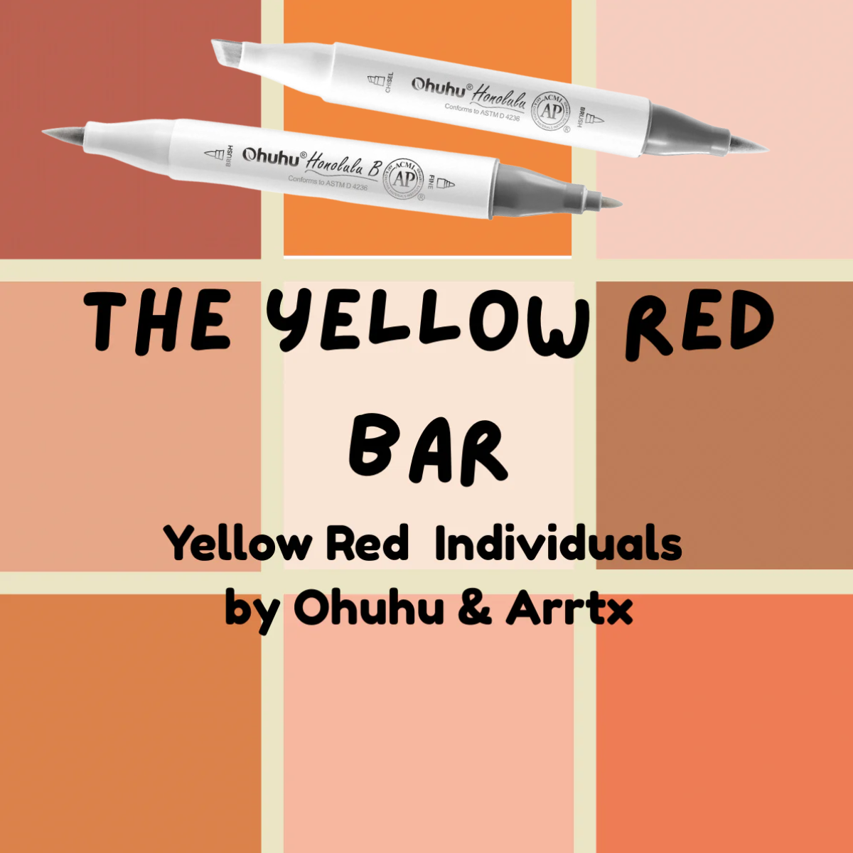 Yellow Red Ohuhu Honolulu B Brush/Fine / Chisel Tip  Single Color | Sold by The Marker Monster