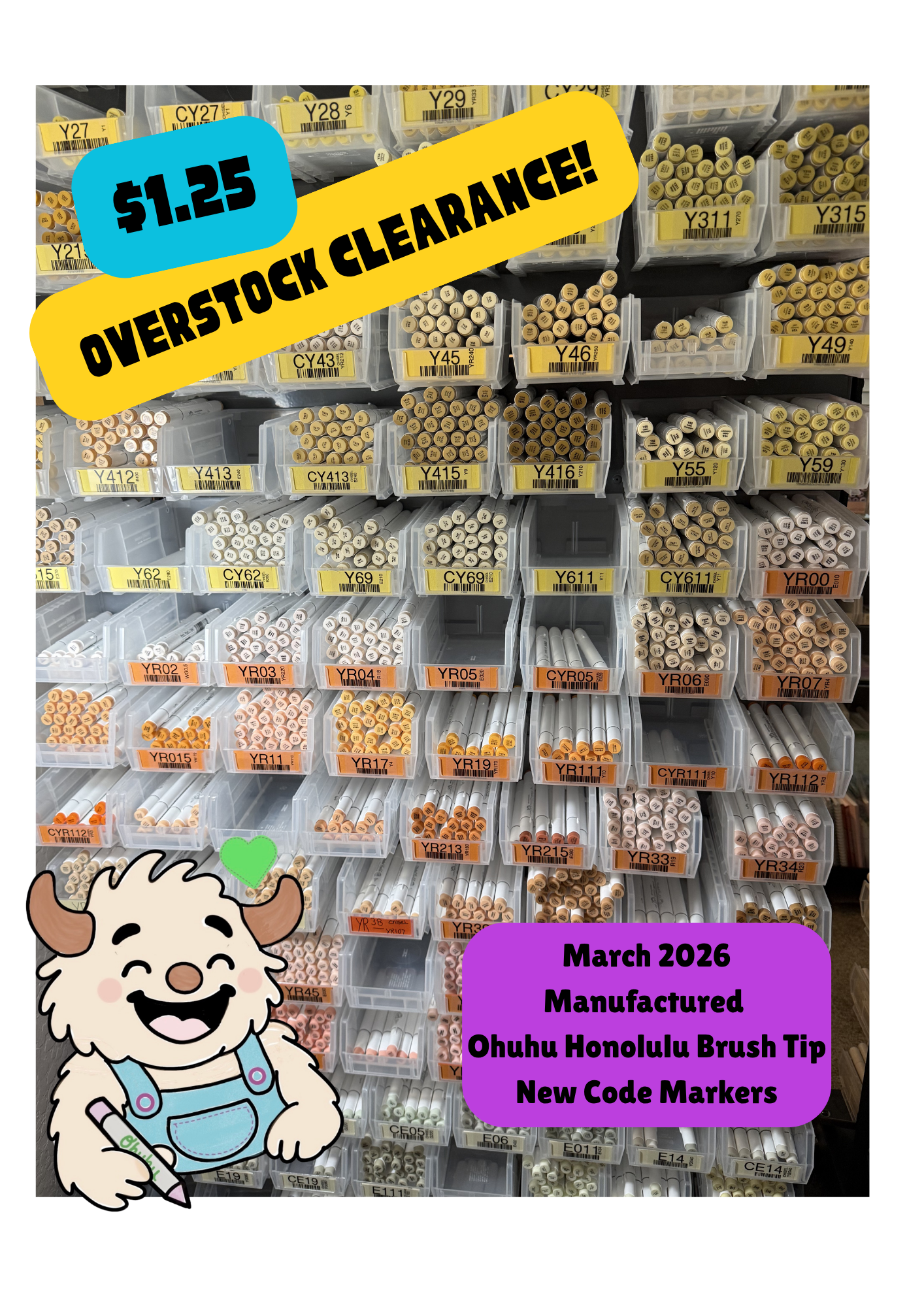 $1.25 Monster Markdowns RV,V,BV,B,BG,G,GREY