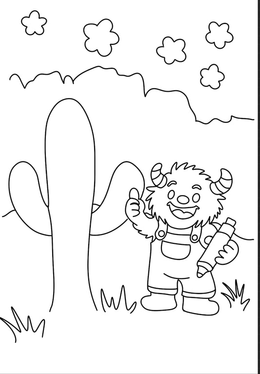 Cozy Saguaro Coloring Page – Digital Download