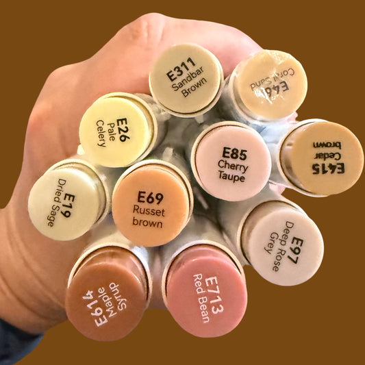 Earth Tones Ohuhu Honolulu B Brush/Fine tip. Manufactured by Ohuhu — Sold by The Marker Monster (Authorized Reseller)