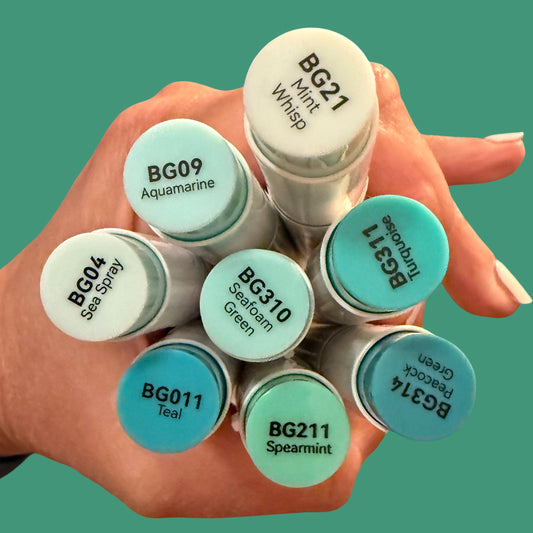 Blue Green Ohuhu Honolulu B Brush/Fine / Chisel Tip  Single Color | Sold by The Marker Monster