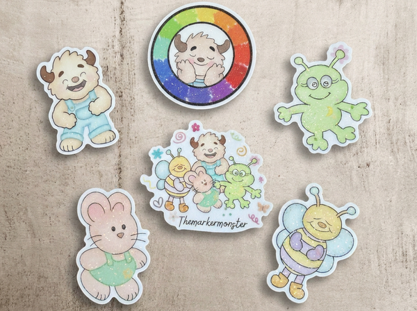 The Marker Monster and His Usual SuspectsI INDIVIDUAL| Sand Glitter Sticker Collection