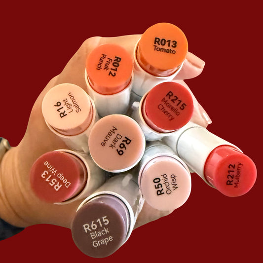 Red Ohuhu Honolulu B Brush/Fine Tip Marker – Single Color | Sold by The Marker Monster (Authorized Reseller)