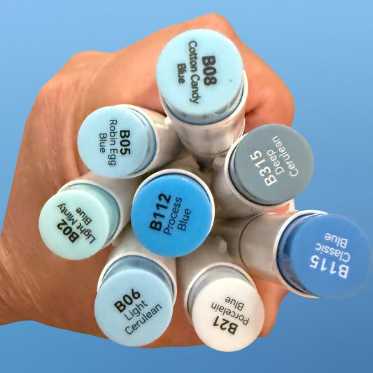 Blue Ohuhu Honolulu B Brush/Fine/ Chisel Tip  Single Color | Sold by The Marker Monster